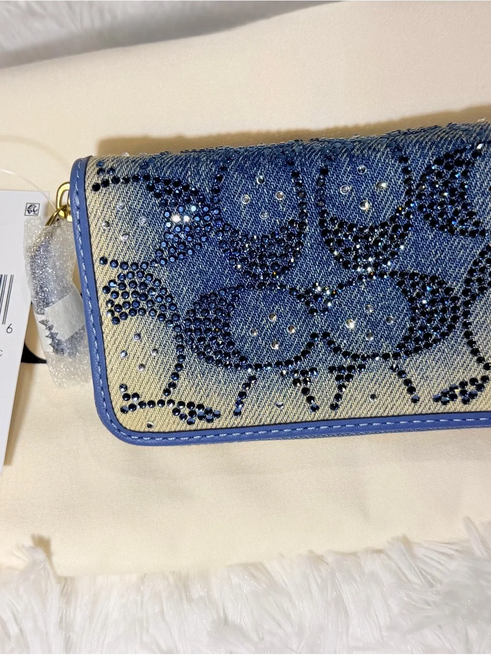 Coach Tabby 36 Crystal Signature Jacquard Denim  Bag+Crystal Denim card case NWT